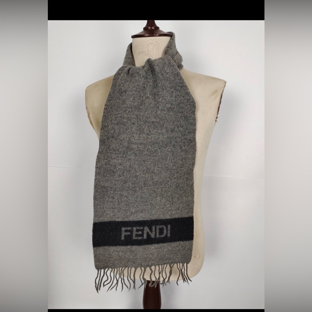 Fendi Charcoal and Black Wool Scarf